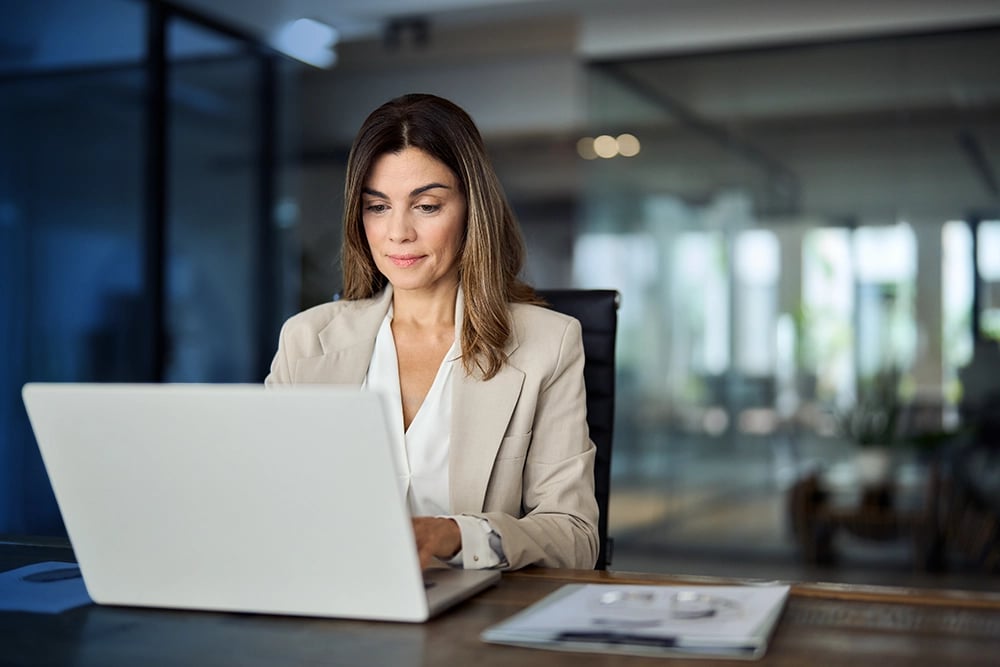 Business woman on laptop Accounting