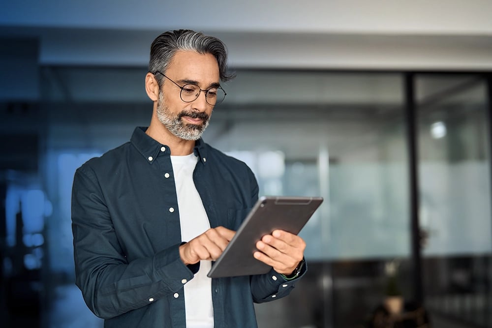 salesperson on tablet