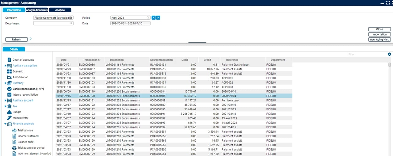 Fidelio Financial Management Interface