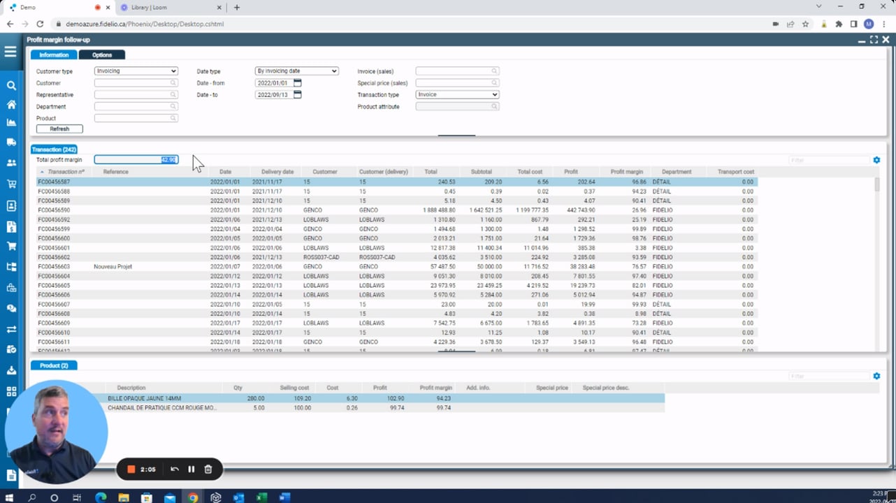 Profitability analysis by product