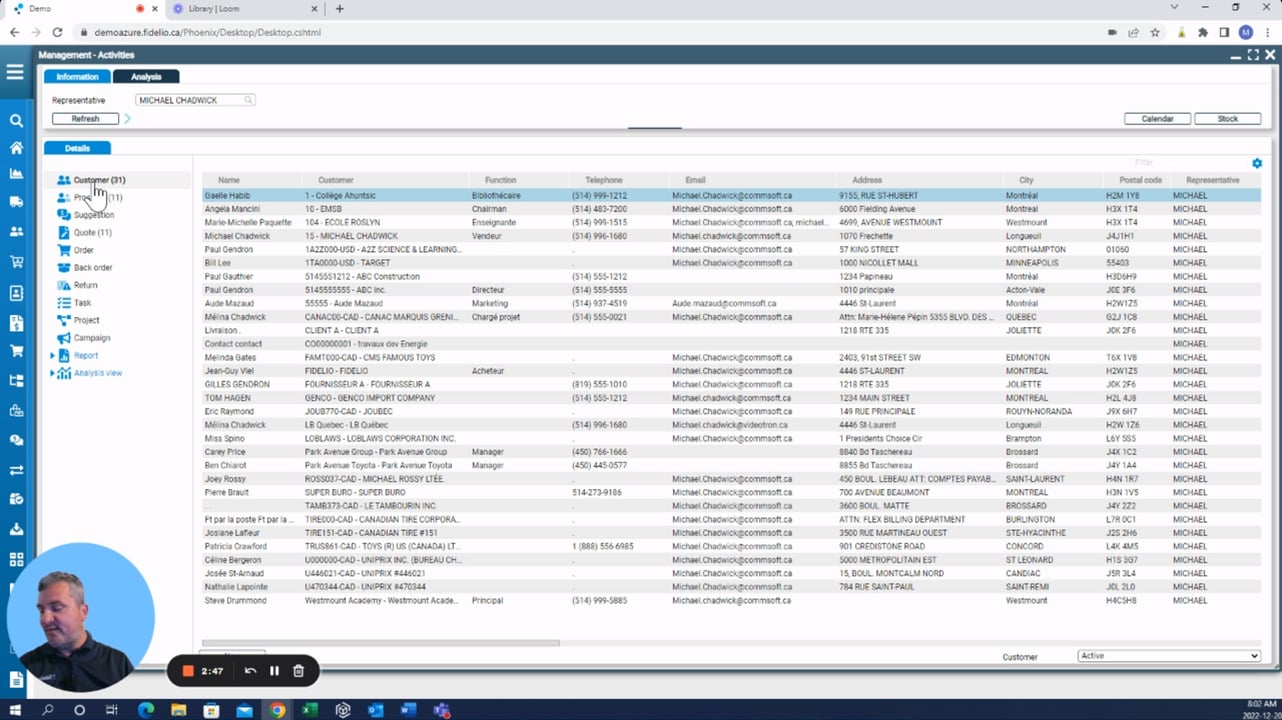 Sales activity management 