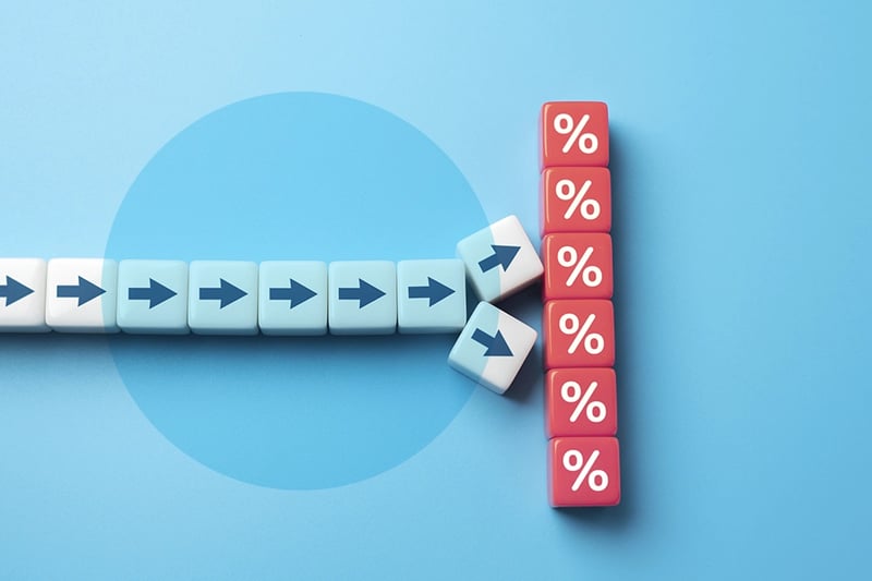 arrow and percentage blocks