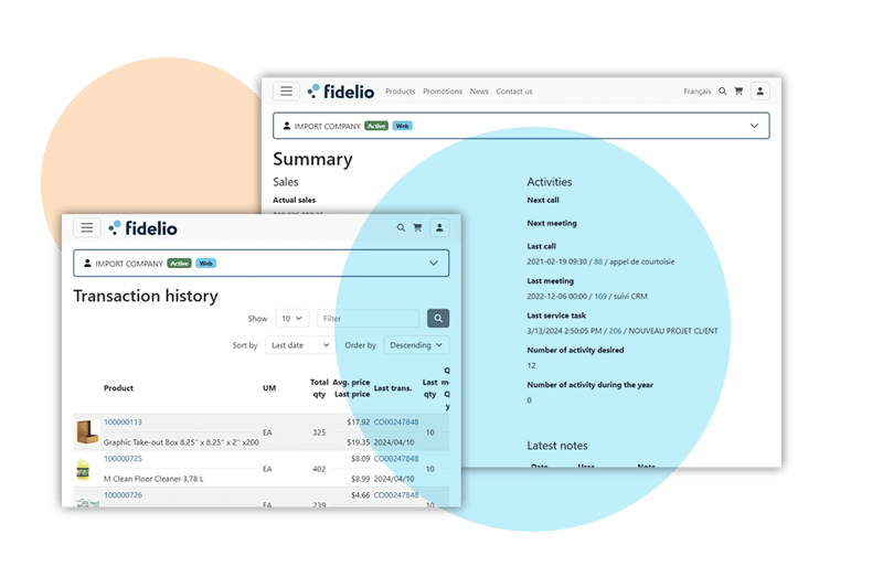 transaction history Fidelio interface